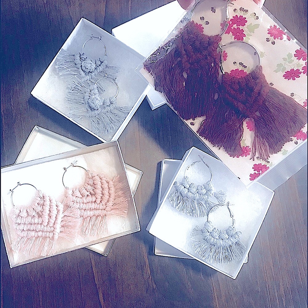 🆕Super Cute Trendy Woven Macrame Fancy Hoop Earrings Lightweight In Many Colors - Picture 8 of 16